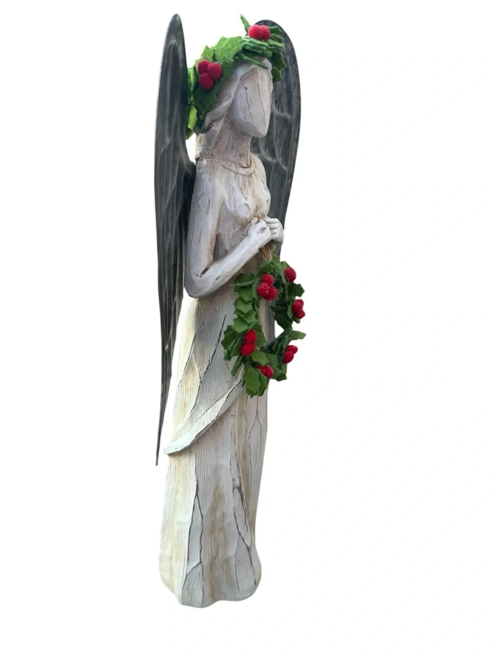 Allen + Roth Christmas Angel w/ Wreath 16” Holiday Figurine Rustic Farmhouse Dec